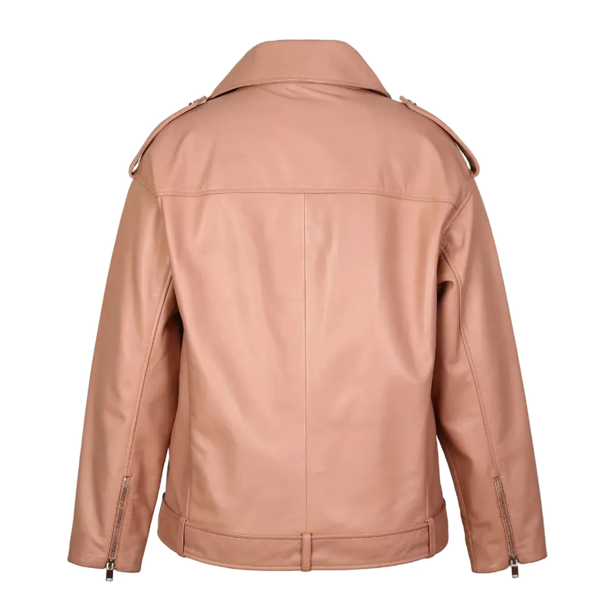 Jackora Women Belted Moto Biker Genuine Leather Jacket