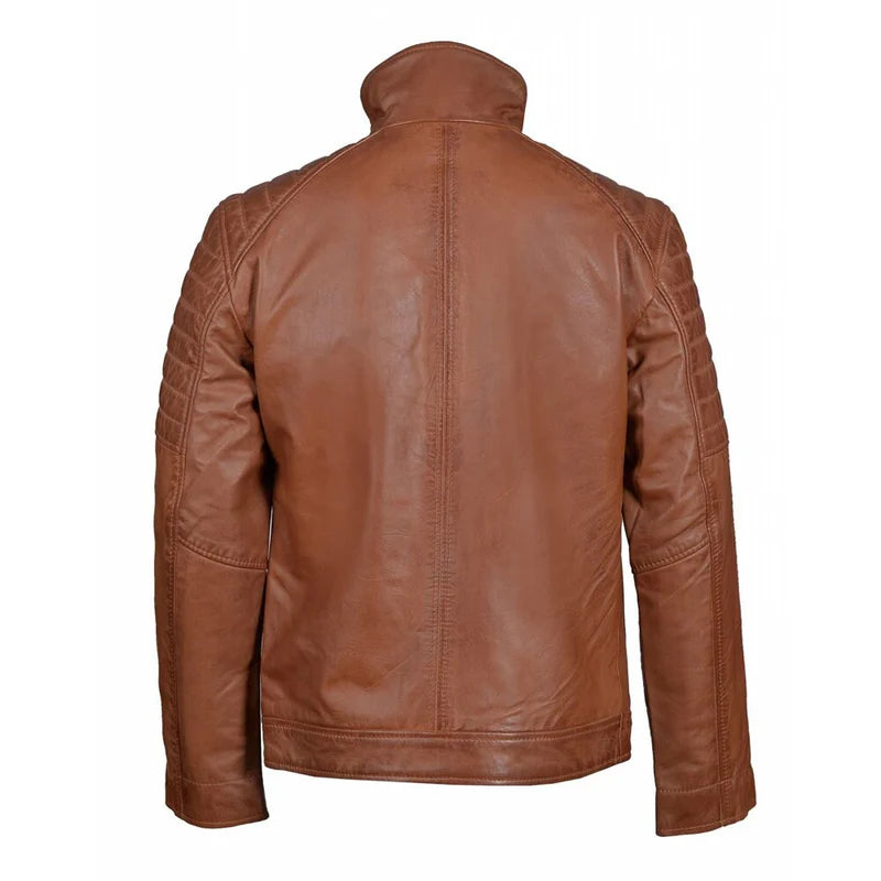 Jackora Men's Biker Leather Jacket – Brown