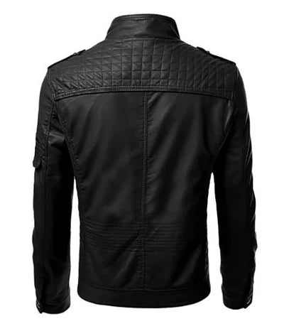 Jackora Men's Café Racer Leather Jacket – Black