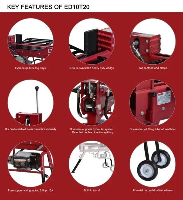 10 Ton Boss Industrial Dual Action Electric Log Splitter (ED10T20) image 6
