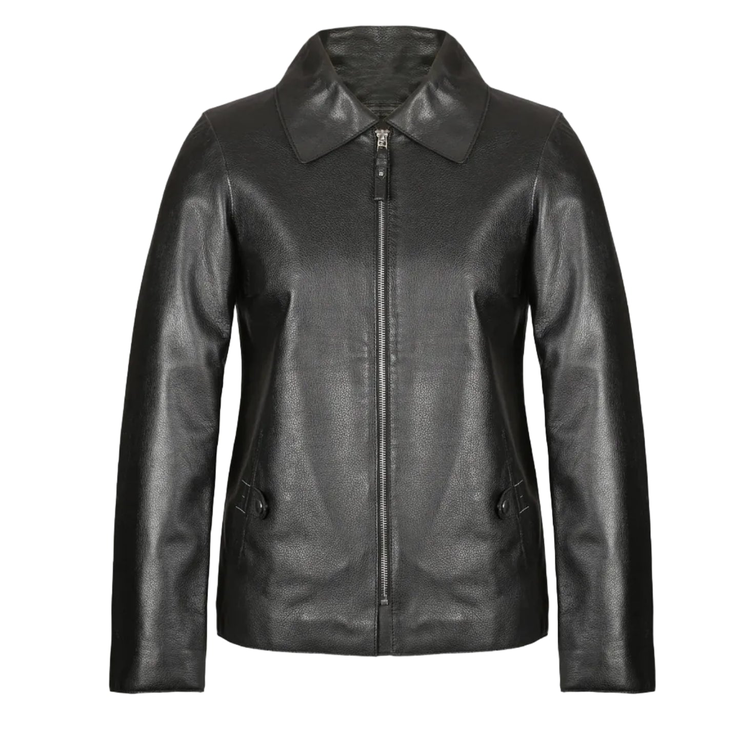 Jackora Women's Biker Leather Jacket Black – 100% Genuine Cowhide, Asymmetric Zip, Fitted