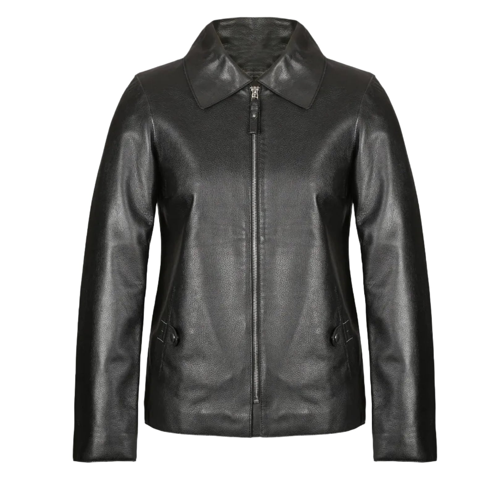 Jackora Women's Biker Leather Jacket Black – 100% Genuine Cowhide, Asymmetric Zip, Fitted
