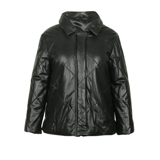 Jackora Women's Belted Leather Jacket Black – 100% Genuine Cowhide, Removable Belt, Classic Fit