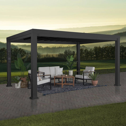 14×12 Trenton Modern Steel Pergola With Sail Shade Soft Canopy image 0