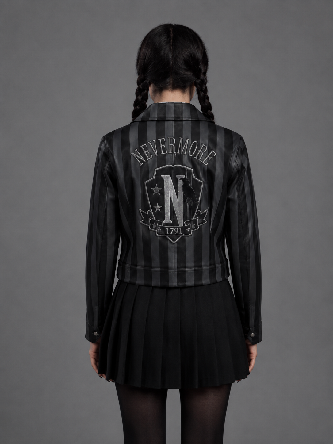 Wednesday Addams Inspired Black Leather Jacket | Women's Gothic Coat | Nevermore Academy Inspired Cosplay