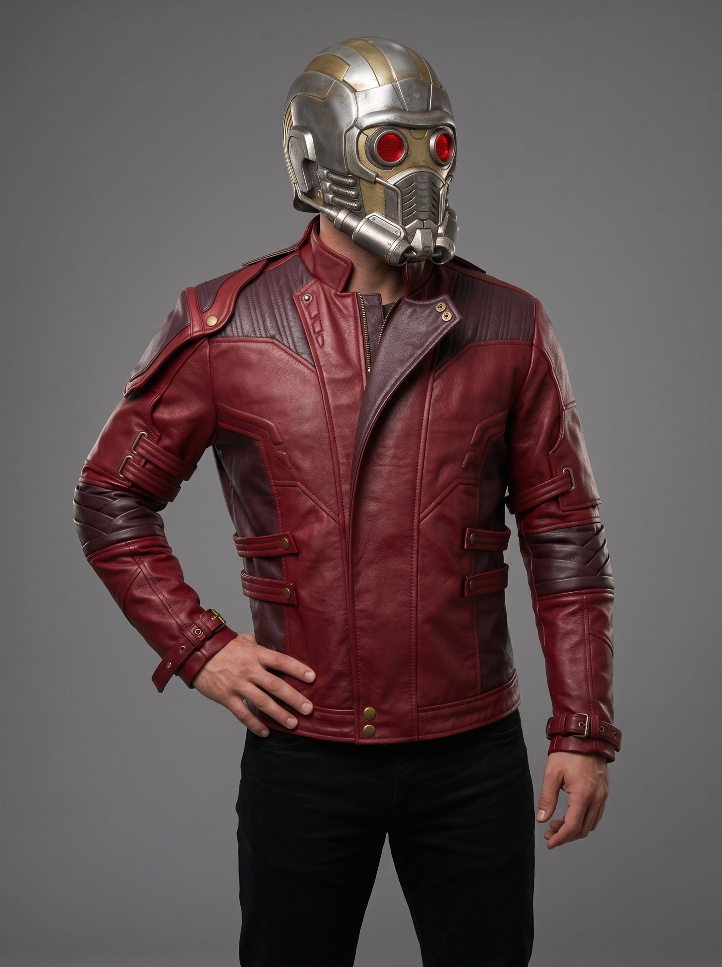 Star Lord Inspired Maroon Leather Jacket | Peter Quill Cosplay Coat | Guardians Galaxy Inspired Men's Jacket