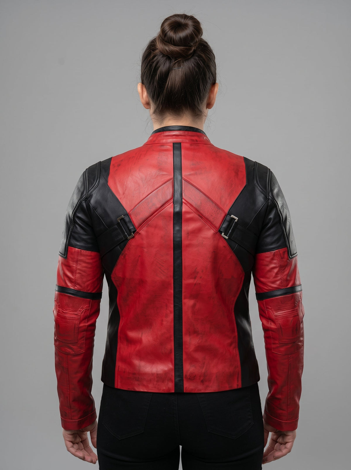 Men's Deadpool Inspired Leather Jacket | Red & Black Comic Style Biker Jacket | Cosplay Costume