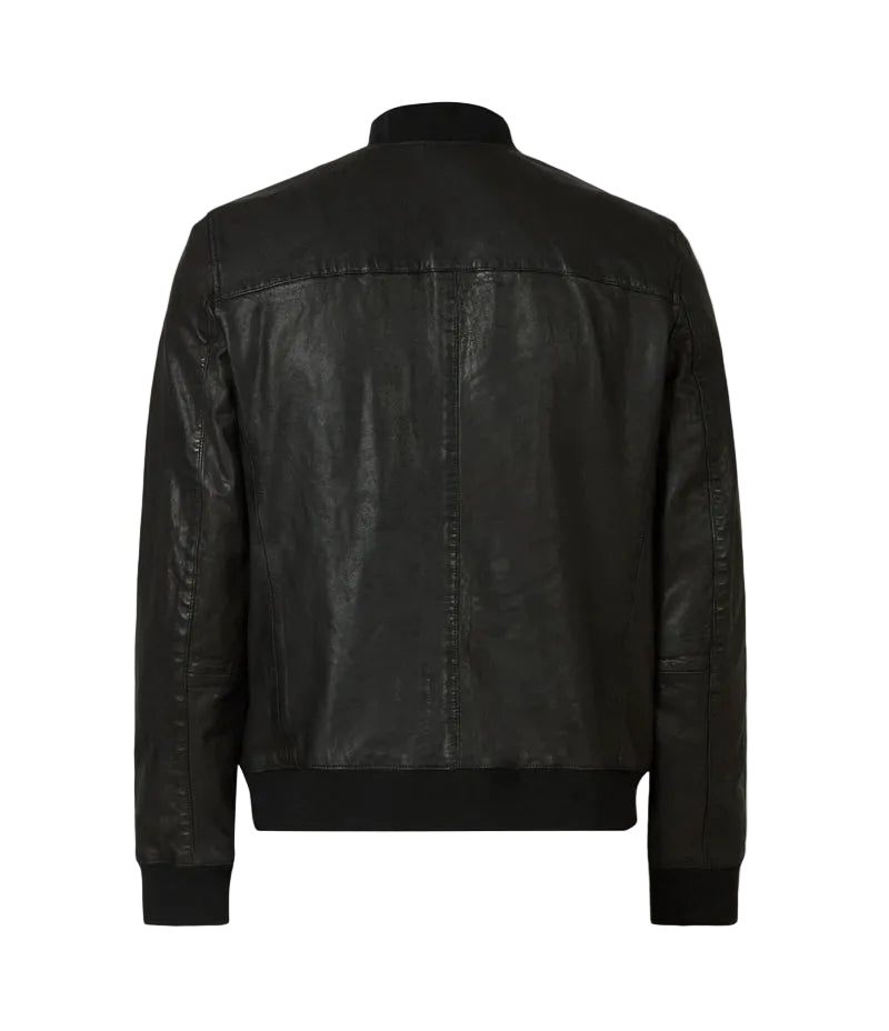Jackora Men's Moto Racer Leather Jacket – Black
