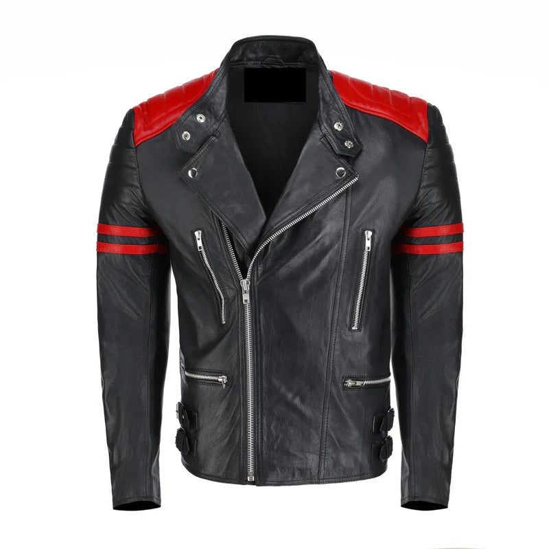 Jackora Men's Slim Fit Leather Jacket Black – 100% Genuine Cowhide, Classic Lapel, Full Zip